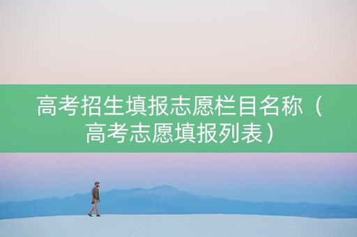 高考招生填报志愿栏目名称（高考志愿填报列表）