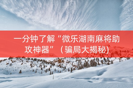 一分钟了解“微乐湖南麻将助攻神器”（骗局大揭秘)