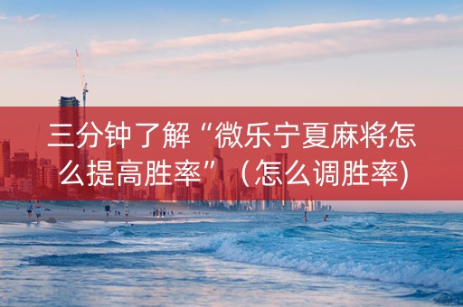 三分钟了解“微乐宁夏麻将怎么提高胜率”（怎么调胜率)