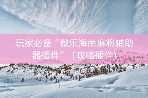 玩家必备“微乐海南麻将辅助器插件”（攻略插件)
