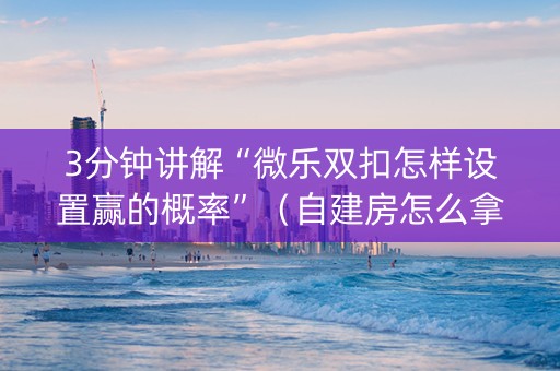 3分钟讲解“微乐双扣怎样设置赢的概率”（自建房怎么拿好牌)