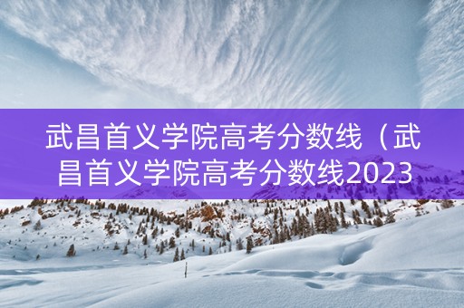 武昌首义学院高考分数线（武昌首义学院高考分数线2023）