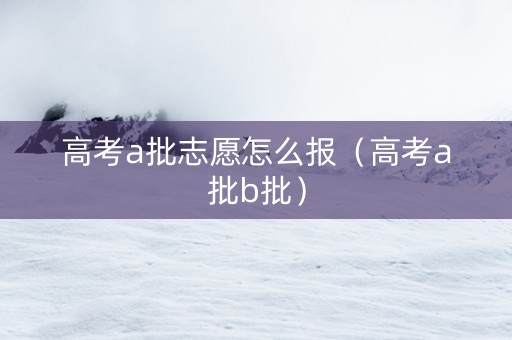 高考a批志愿怎么报（高考a批b批）