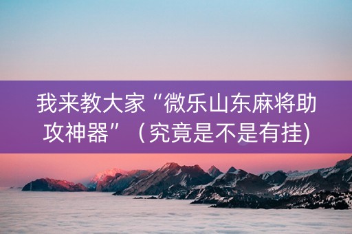 我来教大家“微乐山东麻将助攻神器”（究竟是不是有挂)