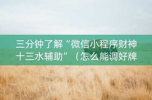 三分钟了解“微信小程序财神十三水辅助”（怎么能调好牌)