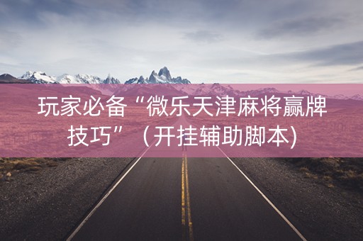 玩家必备“微乐天津麻将赢牌技巧”（开挂辅助脚本)