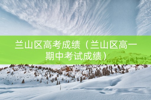 兰山区高考成绩（兰山区高一期中考试成绩）