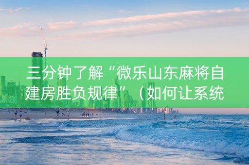 三分钟了解“微乐山东麻将自建房胜负规律”（如何让系统发好牌)