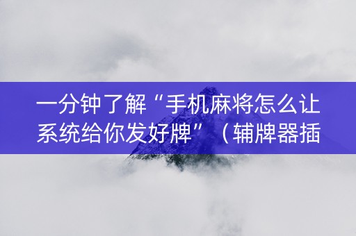 一分钟了解“手机麻将怎么让系统给你发好牌”（辅牌器插件购买)
