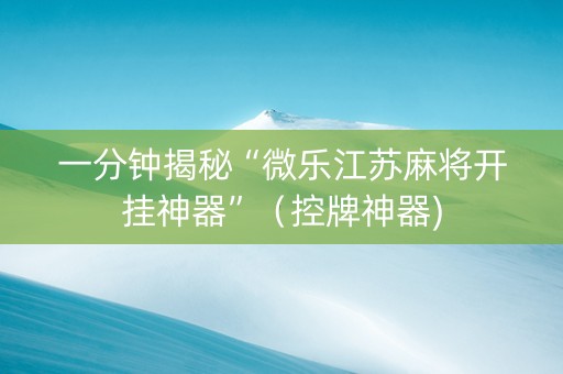 一分钟揭秘“微乐江苏麻将开挂神器”（控牌神器)