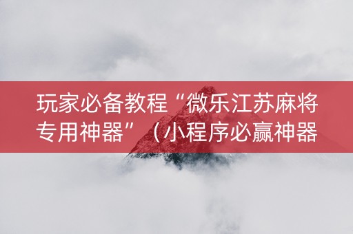 玩家必备教程“微乐江苏麻将专用神器”（小程序必赢神器)