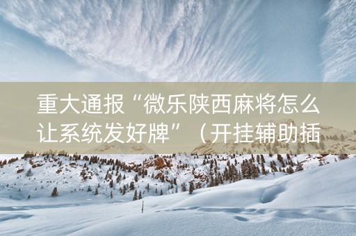 重大通报“微乐陕西麻将怎么让系统发好牌”（开挂辅助插件)