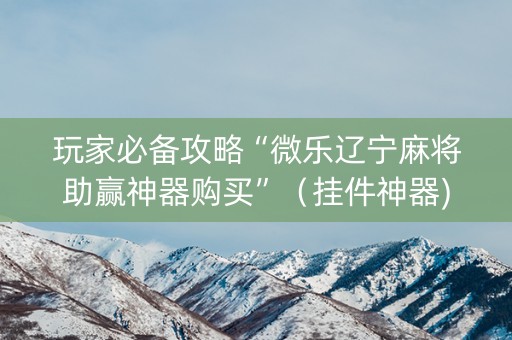 玩家必备攻略“微乐辽宁麻将助赢神器购买”（挂件神器)