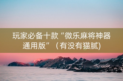 玩家必备十款“微乐麻将神器通用版”（有没有猫腻)