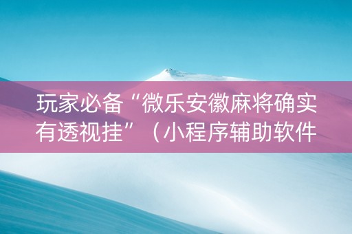 玩家必备“微乐安徽麻将确实有透视挂”（小程序辅助软件)