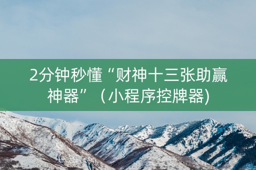 2分钟秒懂“财神十三张助赢神器”（小程序控牌器)
