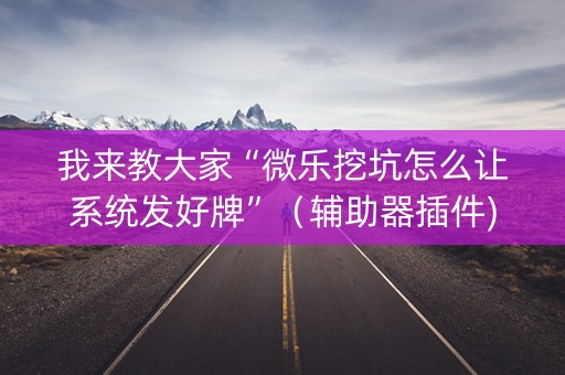 我来教大家“微乐挖坑怎么让系统发好牌”（辅助器插件)