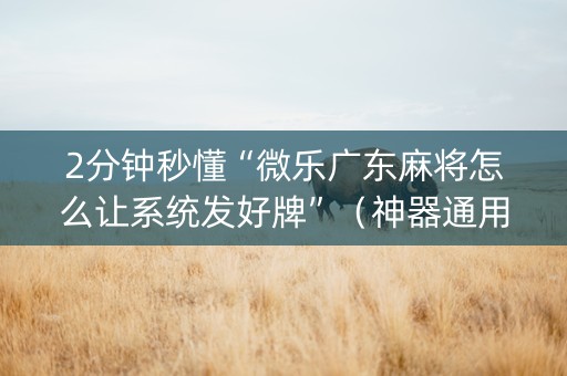 2分钟秒懂“微乐广东麻将怎么让系统发好牌”（神器通用版)