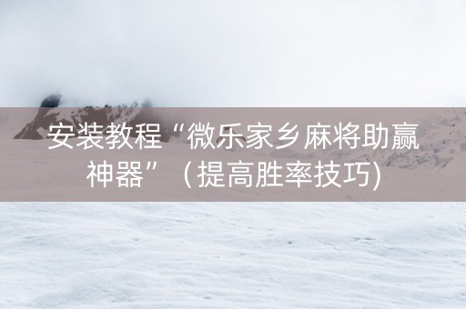 安装教程“微乐家乡麻将助赢神器”（提高胜率技巧)