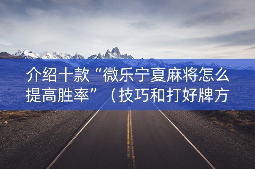 介绍十款“微乐宁夏麻将怎么提高胜率”（技巧和打好牌方法)