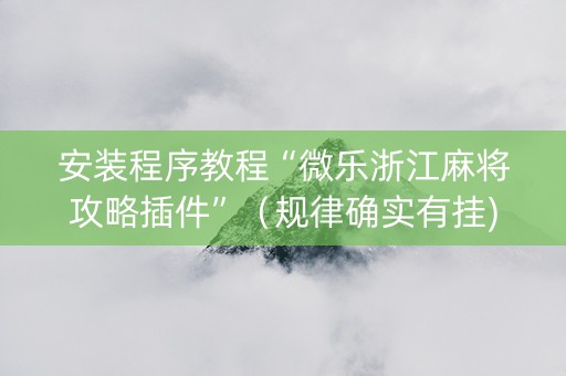 安装程序教程“微乐浙江麻将攻略插件”（规律确实有挂)
