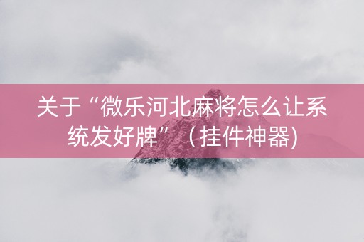 关于“微乐河北麻将怎么让系统发好牌”（挂件神器)