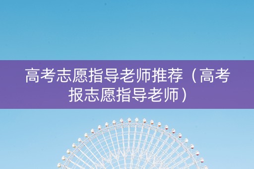 高考志愿指导老师推荐（高考报志愿指导老师）