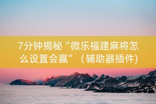 7分钟揭秘“微乐福建麻将怎么设置会赢”（辅助器插件)