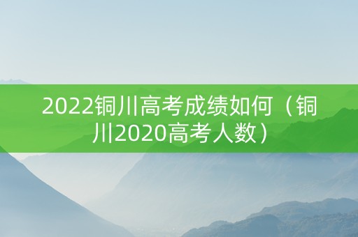 2022铜川高考成绩如何（铜川2020高考人数）
