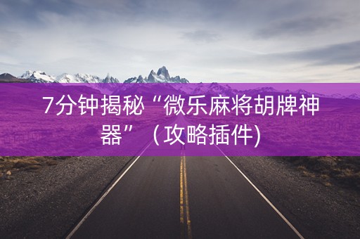 7分钟揭秘“微乐麻将胡牌神器”（攻略插件)