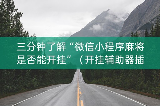 三分钟了解“微信小程序麻将是否能开挂”（开挂辅助器插件)