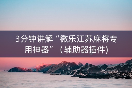 3分钟讲解“微乐江苏麻将专用神器”（辅助器插件)