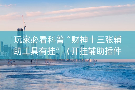 玩家必看科普“财神十三张辅助工具有挂”（开挂辅助插件)