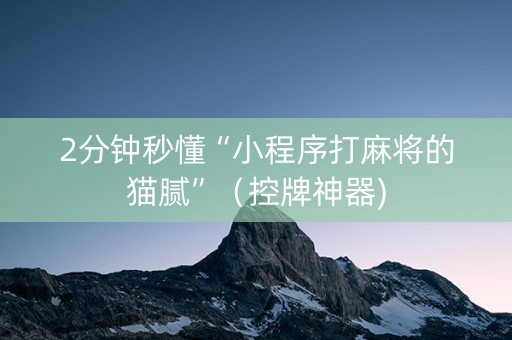 2分钟秒懂“小程序打麻将的猫腻”（控牌神器)