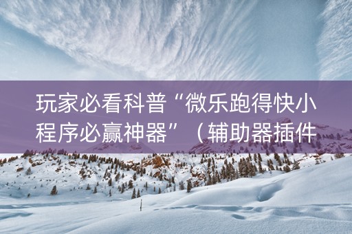 玩家必看科普“微乐跑得快小程序必赢神器”（辅助器插件)