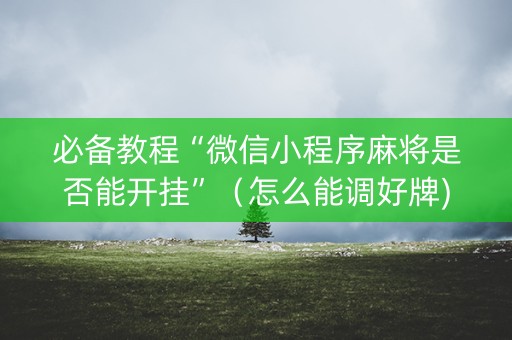 必备教程“微信小程序麻将是否能开挂”（怎么能调好牌)