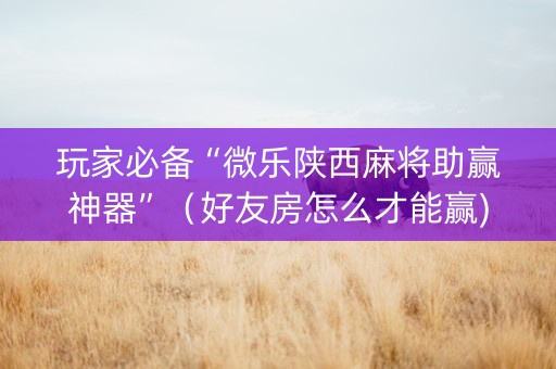 玩家必备“微乐陕西麻将助赢神器”（好友房怎么才能赢)