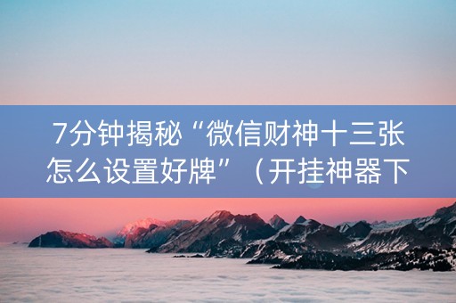 7分钟揭秘“微信财神十三张怎么设置好牌”（开挂神器下载)
