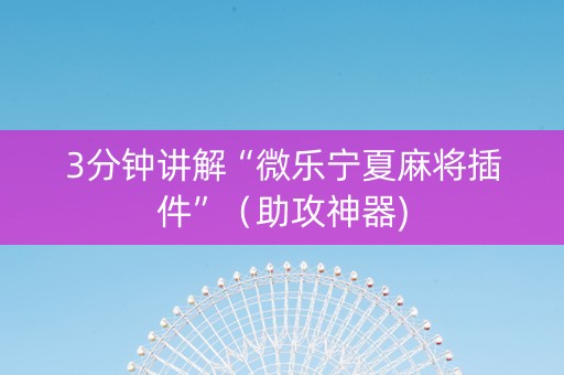 3分钟讲解“微乐宁夏麻将插件”（助攻神器)