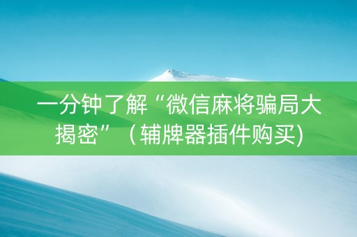 一分钟了解“微信麻将骗局大揭密”（辅牌器插件购买)