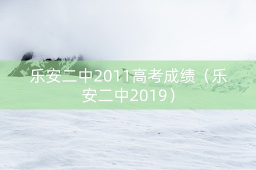 乐安二中2011高考成绩（乐安二中2019）
