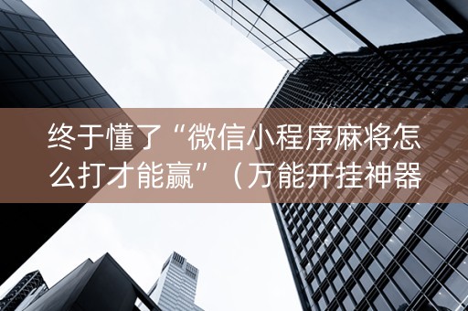 终于懂了“微信小程序麻将怎么打才能赢”（万能开挂神器)