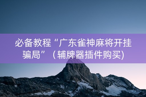 必备教程“广东雀神麻将开挂骗局”（辅牌器插件购买)