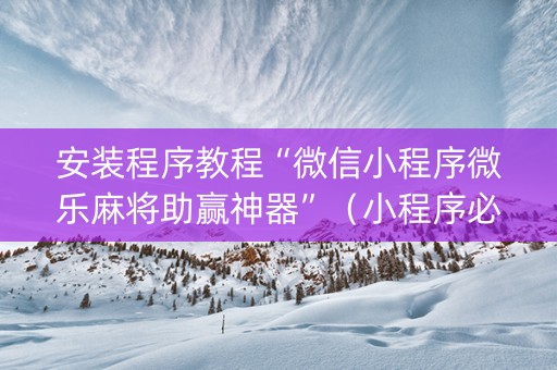 安装程序教程“微信小程序微乐麻将助赢神器”（小程序必赢神器)