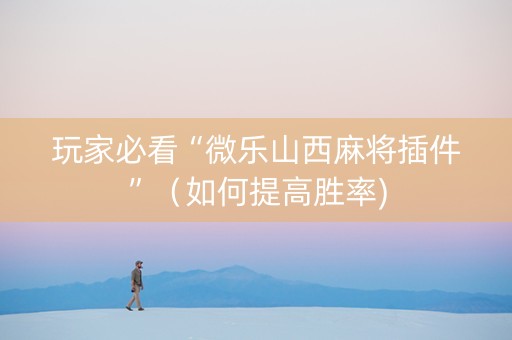 玩家必看“微乐山西麻将插件”（如何提高胜率)