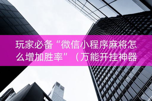 玩家必备“微信小程序麻将怎么增加胜率”（万能开挂神器)