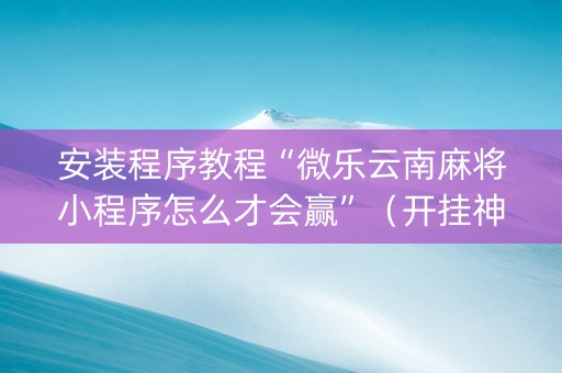 安装程序教程“微乐云南麻将小程序怎么才会赢”（开挂神器下载)