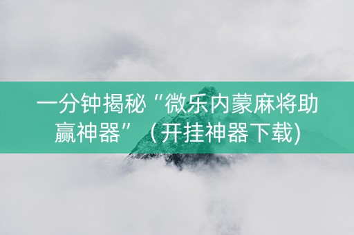 一分钟揭秘“微乐内蒙麻将助赢神器”（开挂神器下载)