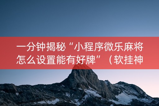 一分钟揭秘“小程序微乐麻将怎么设置能有好牌”（软挂神器)