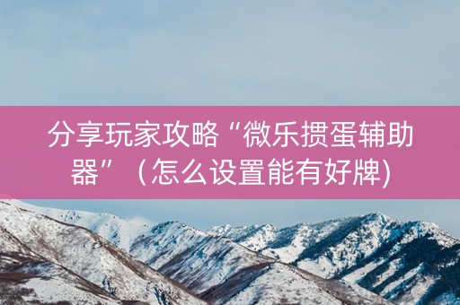 分享玩家攻略“微乐掼蛋辅助器”（怎么设置能有好牌)